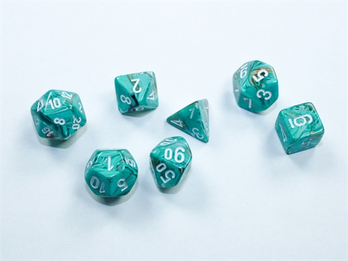 Mini Marble hedral Oxi Copper-white Dice Set - RPG Dice set - Chessex